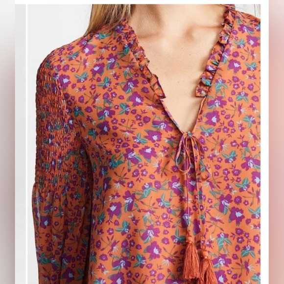 Rebecca Minkoff Penelope Boho Casual Floral Long Sleeve Top Size XS - Picture 2 of 4